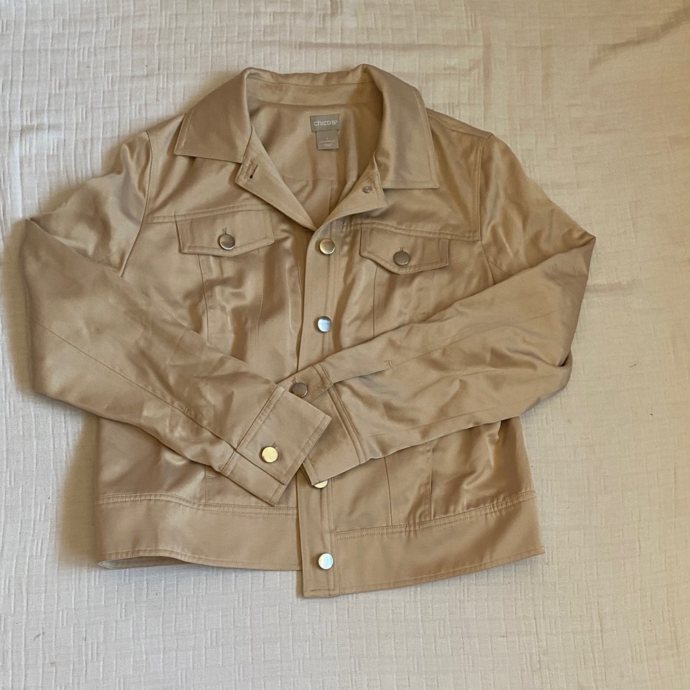 CHICO’S Cream Button-Front Lightweight Jacket - Picture 5 of 10